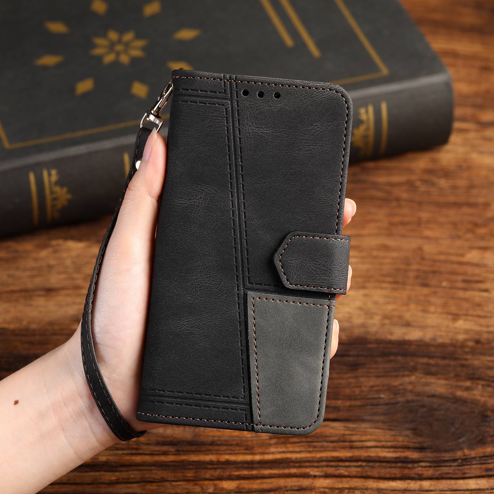 TTUDRCH For Samsung Galaxy S20 FE 2022/S20 FE/S20 Fan Edition/S20 FE 5G/S20 Fan Edition 5G/S20 Lite 004 Splicing PU Leather RFID Blocking Stand Wallet Phone Case with Strap - Black TTUDRCH For Samsung Galaxy S20 FE 2022/S20 FE/S20 Fan Edition/S20 FE 5G/S20 Fan Edition 5G/S20 Lite 004 Splicing PU Leather RFID Blocking Stand Wallet Phone Case with Strap - Black
